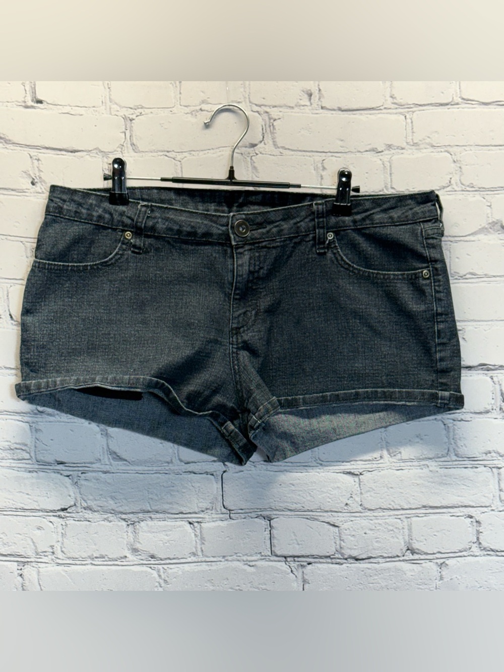 City Streets Women's Denim Mini Booty Shorts Sz 15 Blue Jean Studs